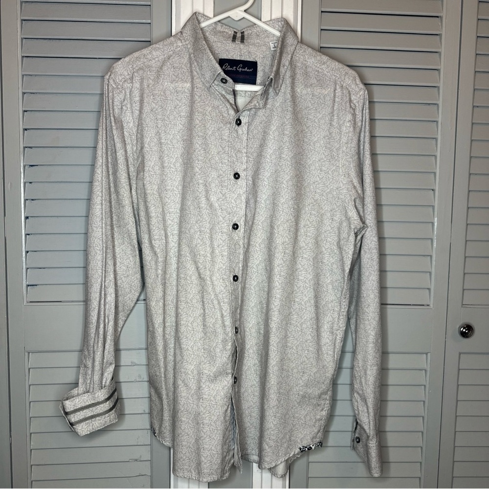 Robert Graham Cream Patterned Shirt Modern Americana Tailored